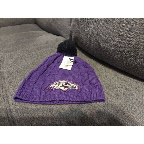 Womens New Era NFL Warm Fleece Lined Winter Beanie Hat Cap Baltimore Ravens. - Picture 2 of 8